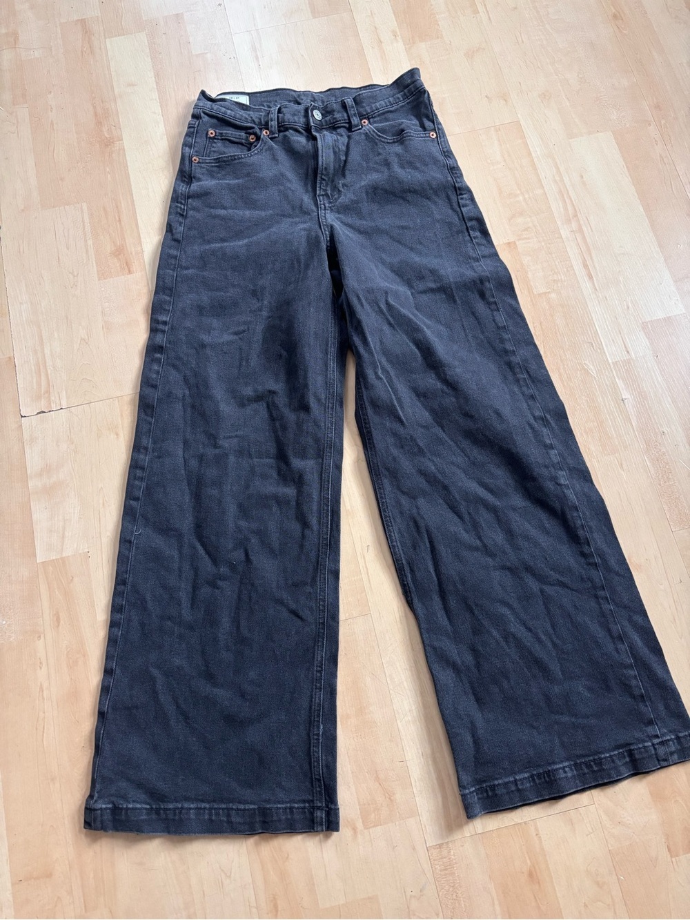 GAP high rise stride Wide-Leg Black Denim Jeans 28|6r